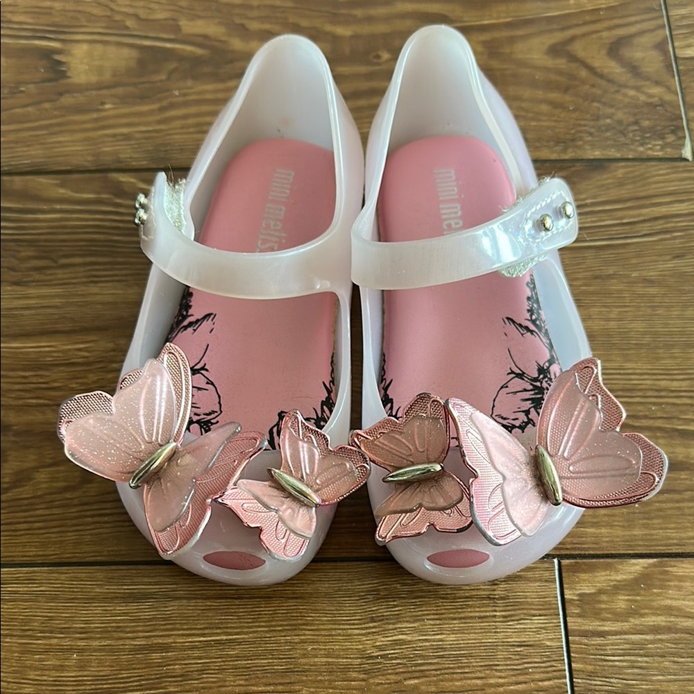 Mini Melissa Kids' Pink Butterfly Shoes